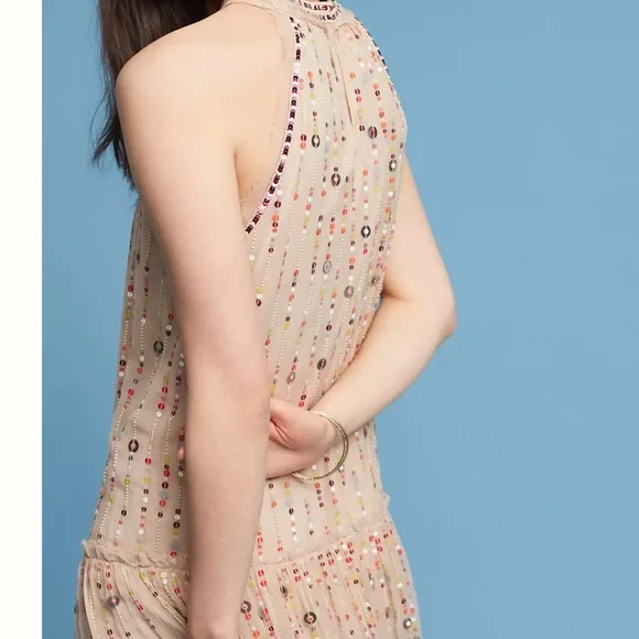 Anthropologie love Sam beaded sequin halter dress - Picture 4 of 11
